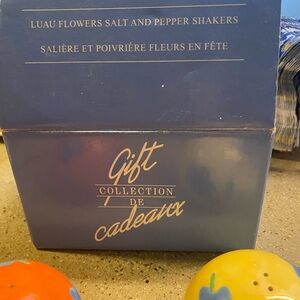 Luau Flowers Salt and Pepper Shakers Napkin Holder and Tea Light Candle Holder